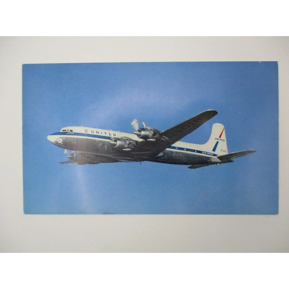 Vintage United Air Lines Postcard Giant DC-7 Mainliner Aircraft Aviation CA‎ 635